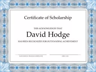 Certificate of Scholarship