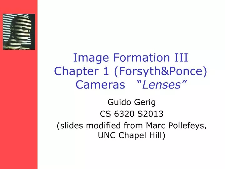 image formation iii chapter 1 forsyth ponce cameras lenses