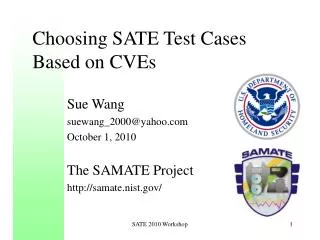 Choosing SATE Test Cases Based on CVEs