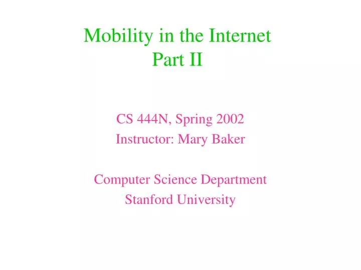 mobility in the internet part ii
