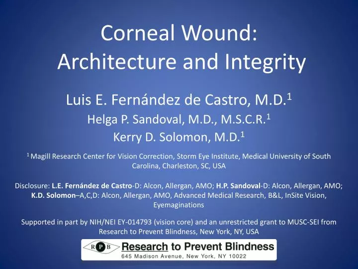 corneal wound architecture and integrity