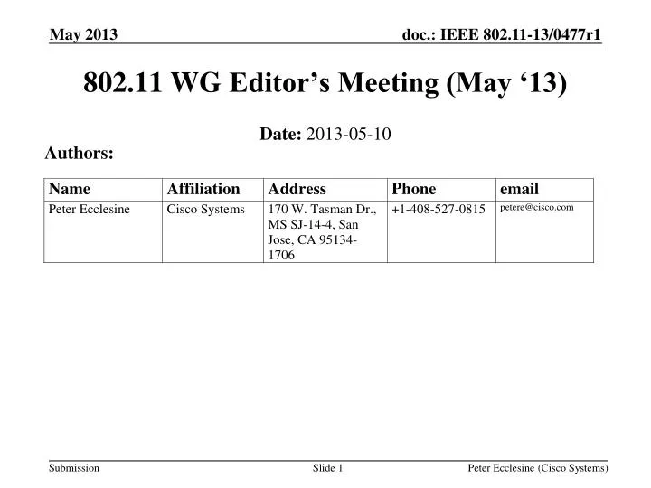 802 11 wg editor s meeting may 13