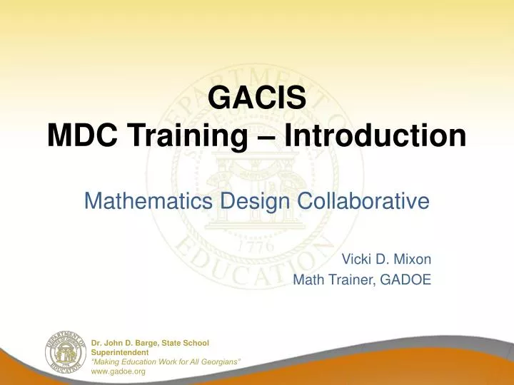 gacis mdc training introduction