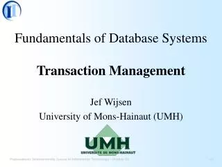 Fundamentals of Database Systems Transaction Management