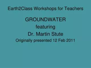 Earth2Class Workshops for Teachers