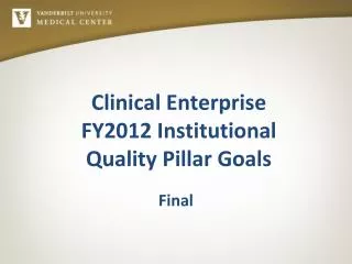 Clinical Enterprise FY2012 Institutional Quality Pillar Goals
