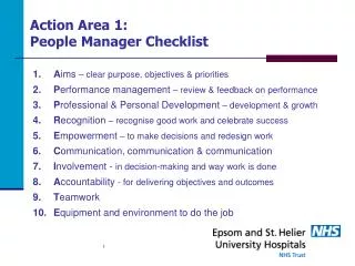 Action Area 1: People Manager Checklist