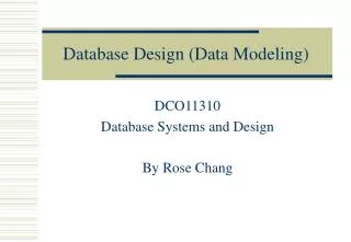 Database Design (Data Modeling)