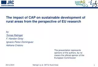 The impact of CAP on sustainable development of rural areas from the perspective of EU research