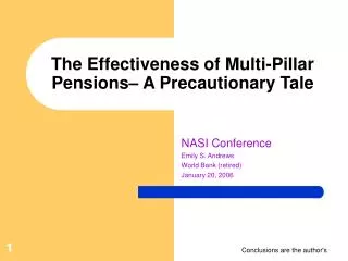 The Effectiveness of Multi-Pillar Pensions– A Precautionary Tale