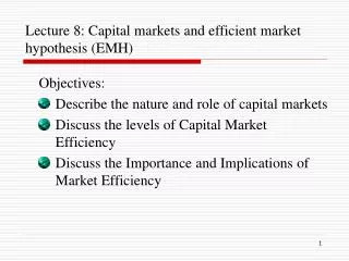 lecture 8 capital markets and efficient market hypothesis emh