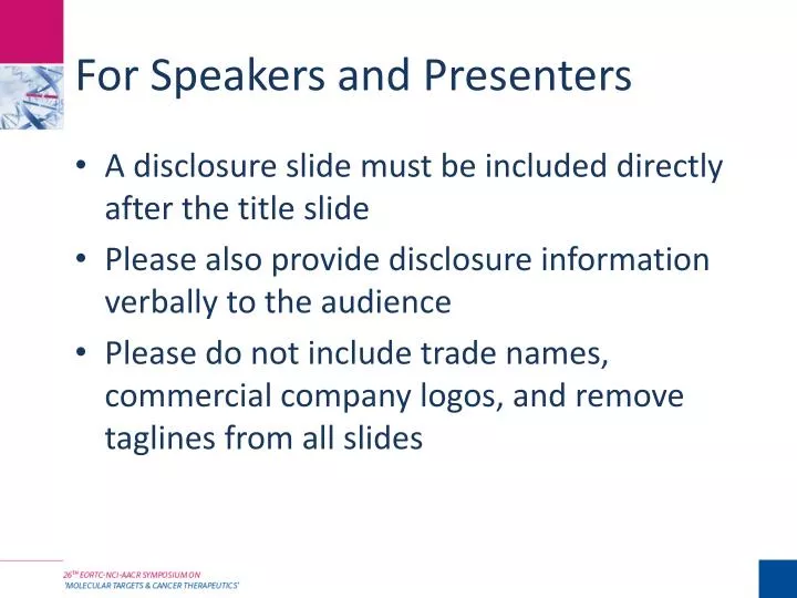 for speakers and presenters