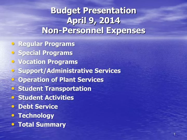budget presentation april 9 2014 non personnel expenses