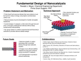 Fundamental Design of Nanocatalysts Randall J. Meyer, Chemical Engineering Department