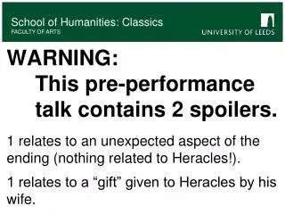 WARNING: 				This pre-performance 	talk contains 2 spoilers.