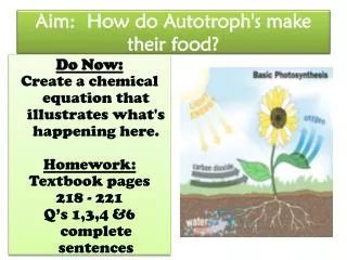 Aim: How do Autotroph's make their food?