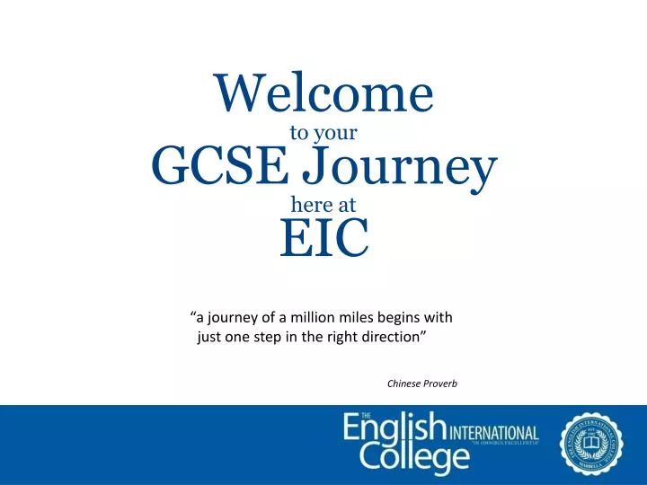 welcome to your gcse journey here at eic