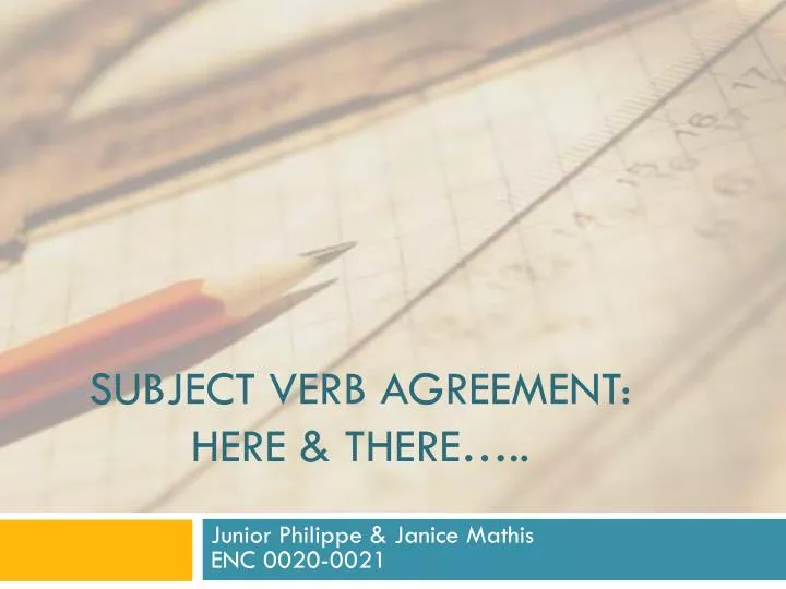 subject verb agreement here there