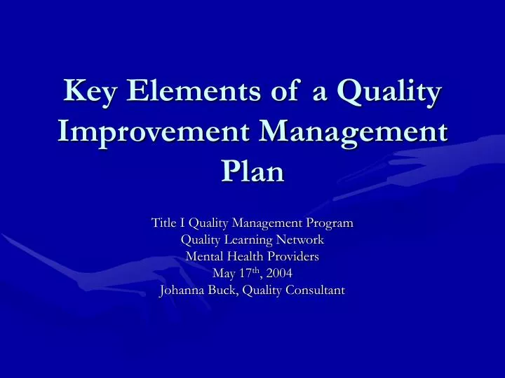 key elements of a quality improvement management plan