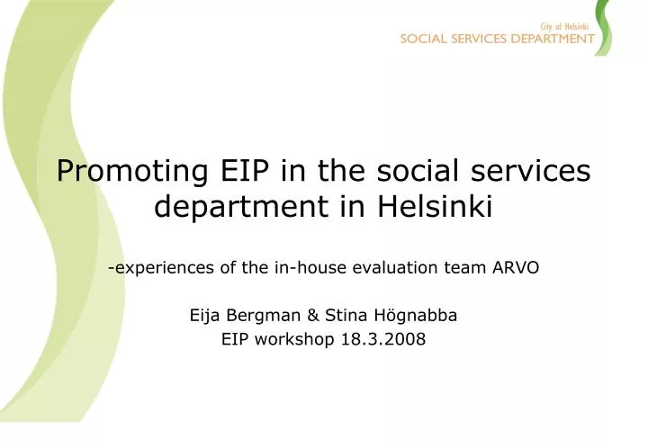 promoting eip in the social services department in helsinki