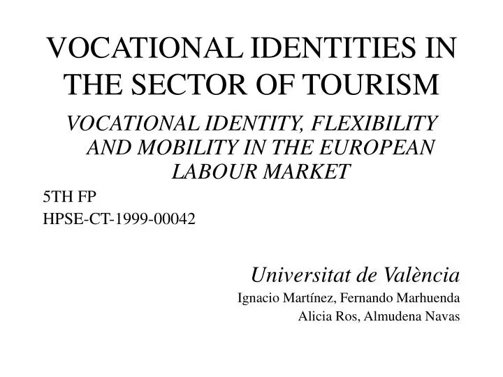 vocational identities in the sector of tourism