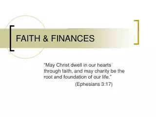 FAITH &amp; FINANCES