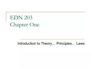 EDN 203 Chapter One