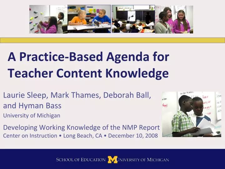 a practice based agenda for teacher content knowledge