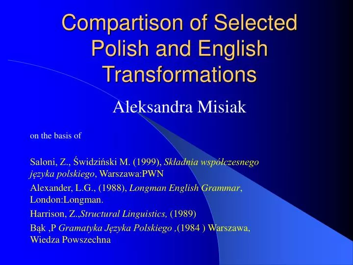 compartison of selected polish and english transformations