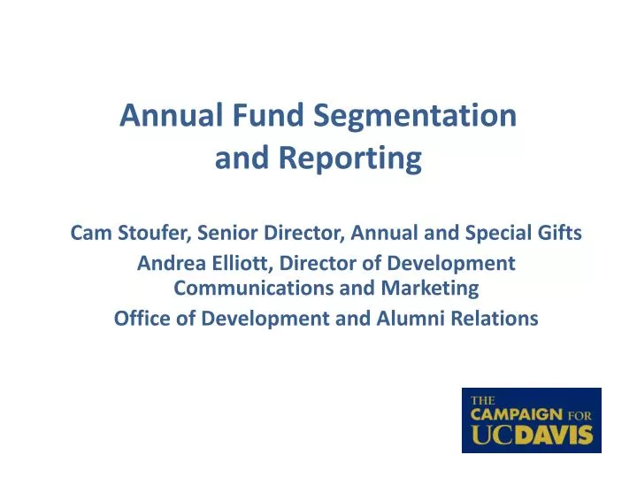 annual fund segmentation and reporting