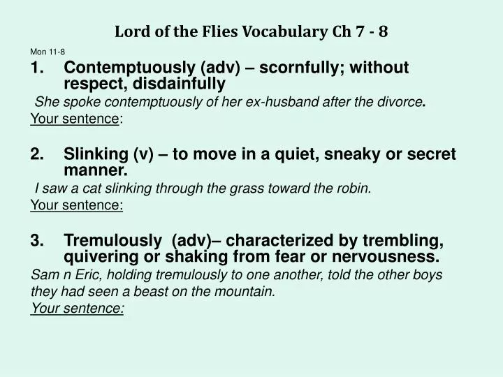lord of the flies vocabulary ch 7 8