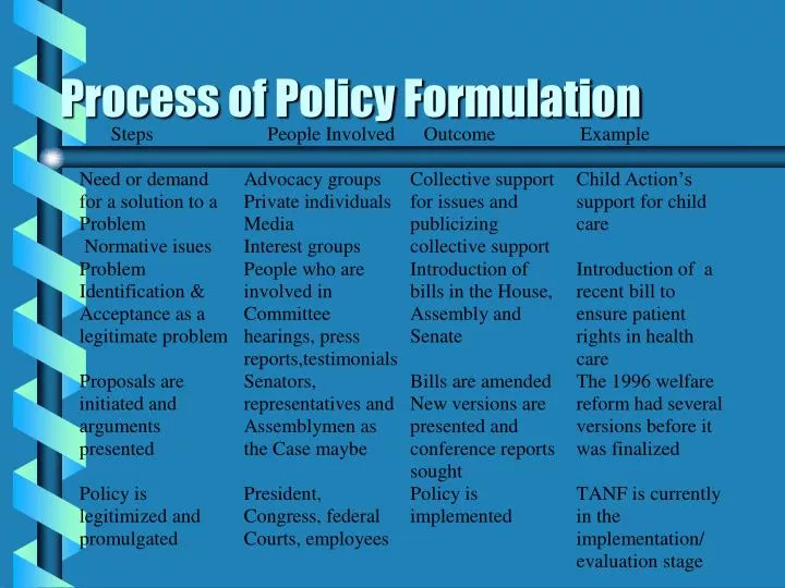 process of policy formulation