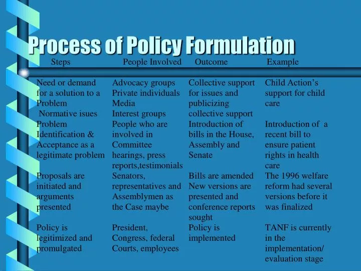 What Is Policy Formulation