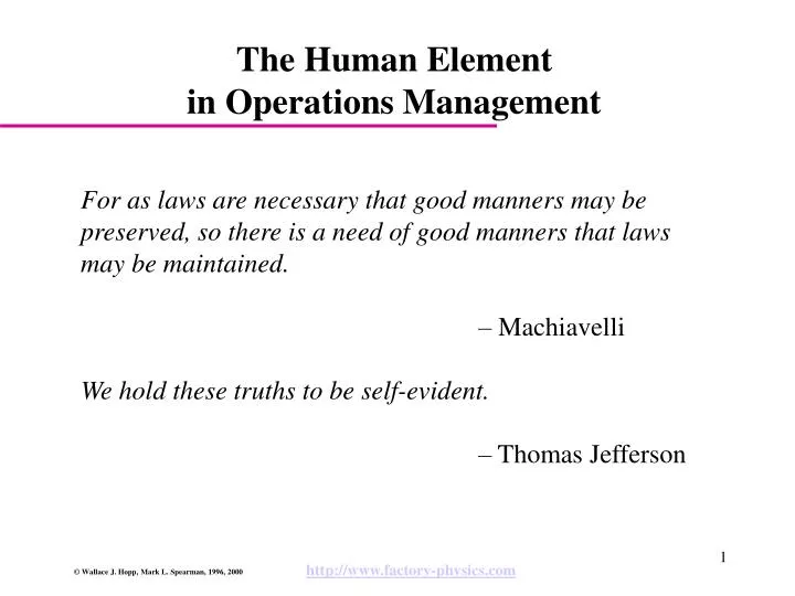 the human element in operations management
