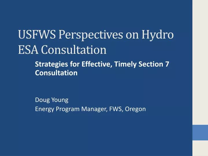 usfws perspectives on hydro esa consultation