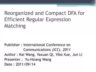 Reorganized and Compact DFA for Efficient Regular Expression Matching