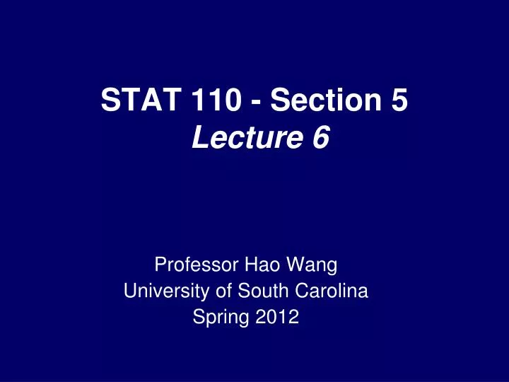 stat 110 section 5 lecture 6