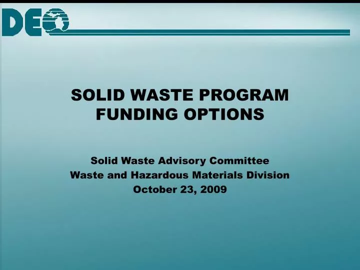 solid waste program funding options