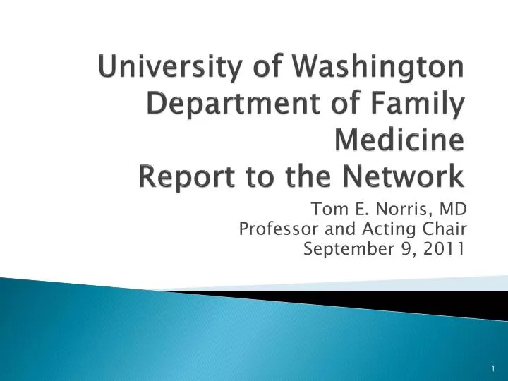 university of washington department of family medicine report to the network