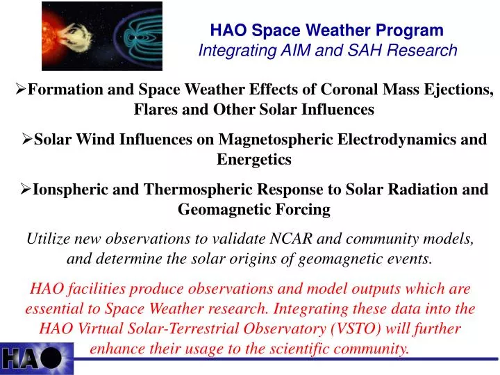 hao space weather program integrating aim and sah research