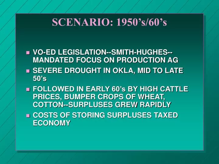 scenario 1950 s 60 s