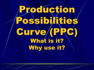 Production Possibilities Curve (PPC) What is it? Why use it?