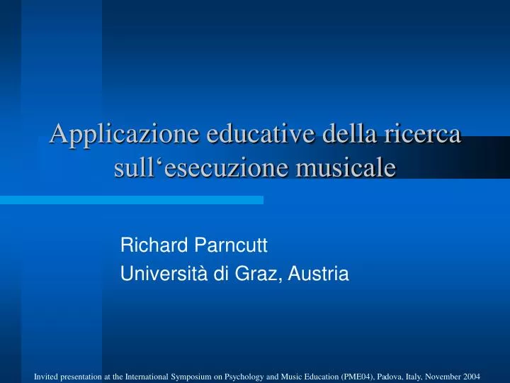 applicazione educative della ricerca sull esecuzione musicale