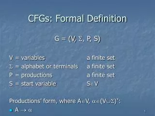 CFGs: Formal Definition