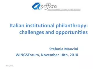 Italian institutional philanthropy: challenges and opportunities