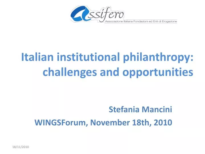 italian institutional philanthropy challenges and opportunities