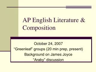 AP English Literature &amp; Composition