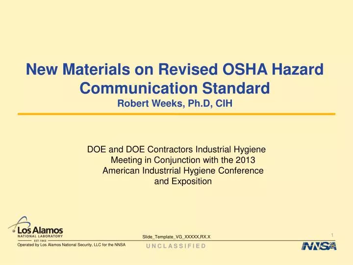 new materials on revised osha hazard communication standard robert weeks ph d cih