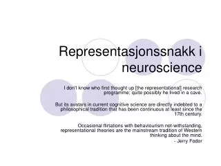 representasjonssnakk i neuroscience