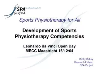 Sports Physiotherapy for All Development of Sports Physiotherapy Competencies